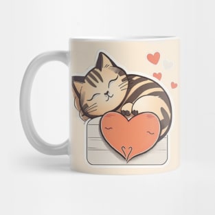 Sleepy Cat Valentine's Day Mug